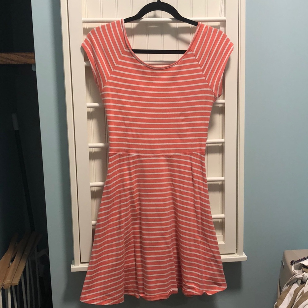 Pink and White Striped Skater Dress